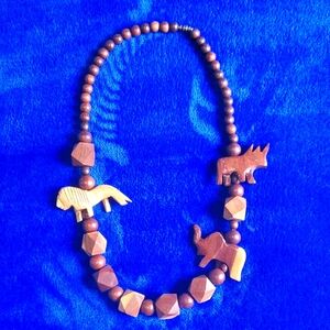 Handcarved Beaded Wooden Animal Necklace